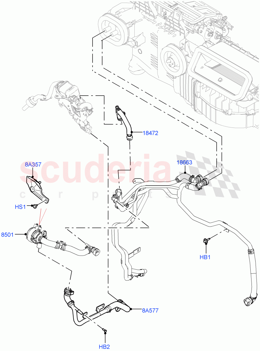 Heater Hoses (3.0L AJ20D6 Diesel High, Fuel Heater W/Pk Heat With Remote, Premium Air Conditioning-Front/Rear, Fuel Fired Heater With Park Heat) ((V) FROMP2000001) of Land Rover Land Rover Defender (2020+) [2.0 Turbo Diesel]