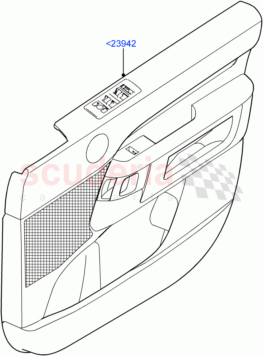Front Door Trim Panels (Nitra Plant Build) ((V) FROMK2000001) of Land Rover Land Rover Discovery 5 (2017+) [3.0 I6 Turbo Diesel AJ20D6]