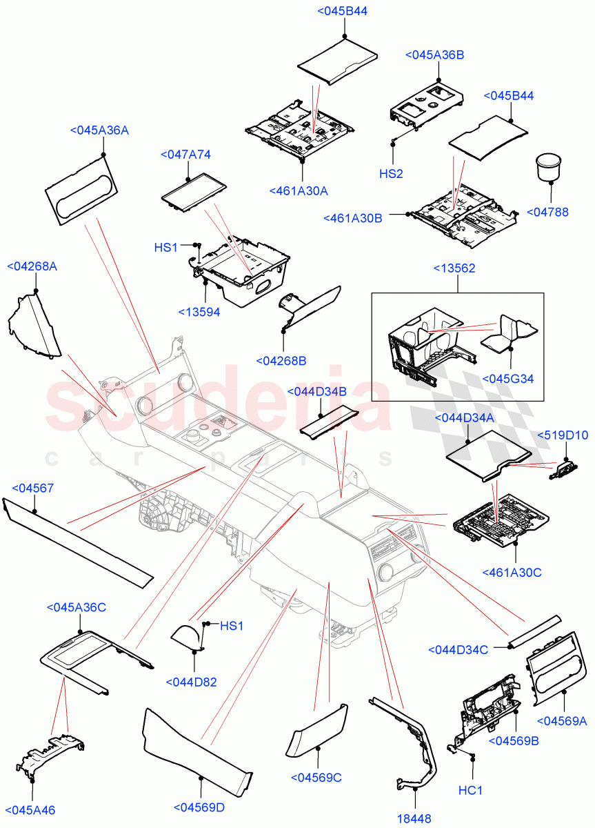 Console - Floor (External Components) (Long Wheelbase, Less 3rd Row Rear Seat) of Land Rover Land Rover Range Rover (2022+) [3.0 I6 Turbo Petrol AJ20P6]