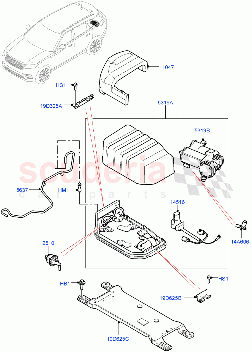 Air Suspension Compressor And Lines (With Four Corner Air Suspension) ((V) FROMMA000001) of Land Rover Land Rover Range Rover Velar (2017+) [3.0 I6 Turbo Petrol AJ20P6]