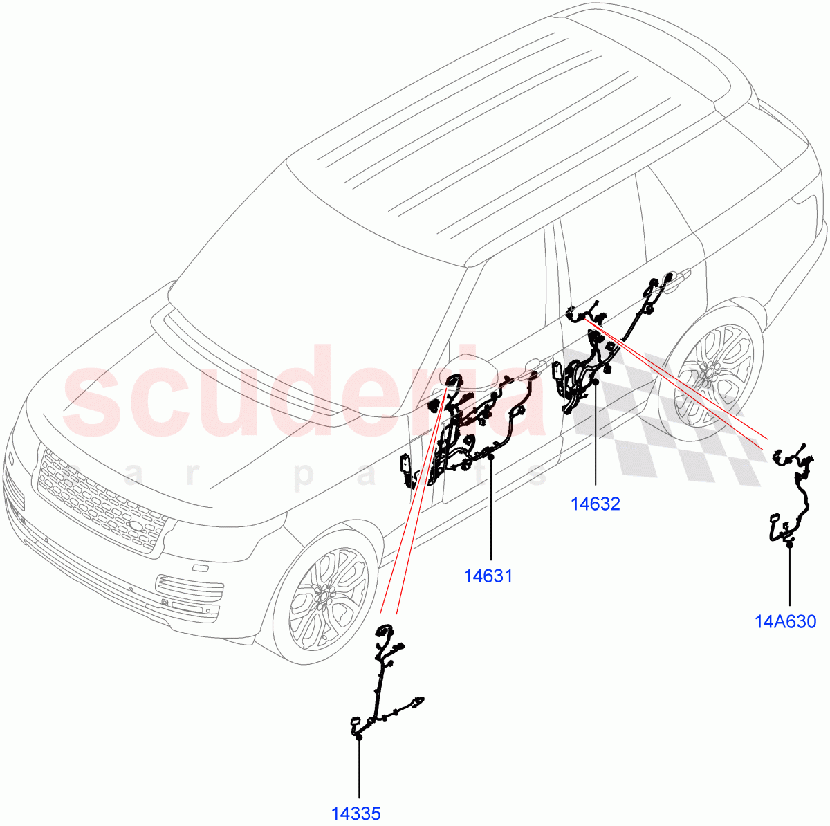 Electrical Wiring - Body And Rear (Front And Rear Doors) ((V) FROMHA000001, (V) TOHA999999) of Land Rover Land Rover Range Rover (2012-2021) [3.0 I6 Turbo Diesel AJ20D6]