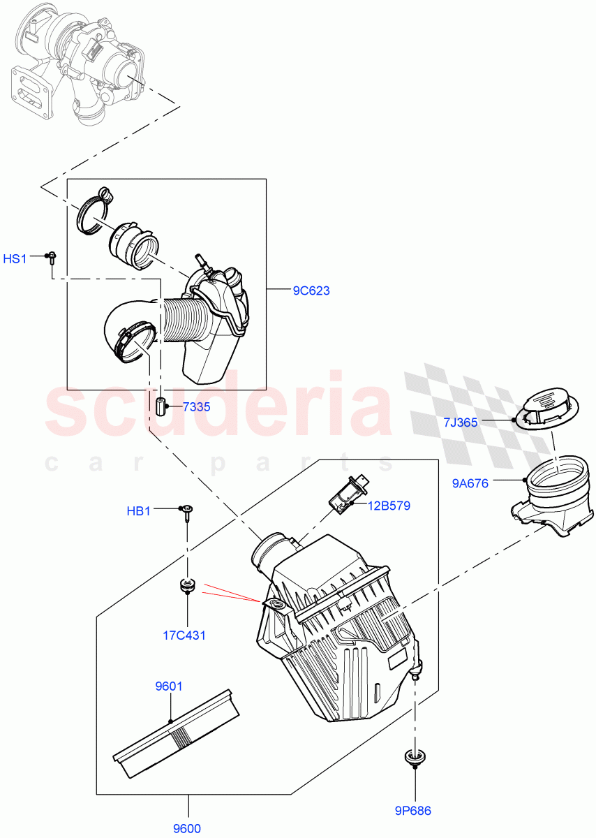 Air Cleaner (1.5L AJ20P3 Petrol High PHEV, Halewood (UK), 1.5L AJ20P3 Petrol High) ((V) FROMLH000001) of Land Rover Land Rover Range Rover Evoque (2019+) [1.5 I3 Turbo Petrol AJ20P3]