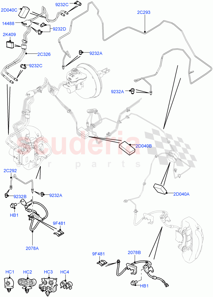 Front Brake Pipes (3.0L DOHC GDI SC V6 PETROL, RHD, 5.0L OHC SGDI SC V8 Petrol - AJ133, 5.0 Petrol AJ133 DOHC CDA, 2.0L 16V TIVCT T/C 240PS Petrol, 5.0L P AJ133 DOHC CDA S/C Enhanced, 2.0L I4 High DOHC AJ200 Petrol, 5.0L OHC SGDI NA V8 Petrol - AJ133) of Land Rover Land Rover Range Rover (2012-2021) [3.0 DOHC GDI SC V6 Petrol]