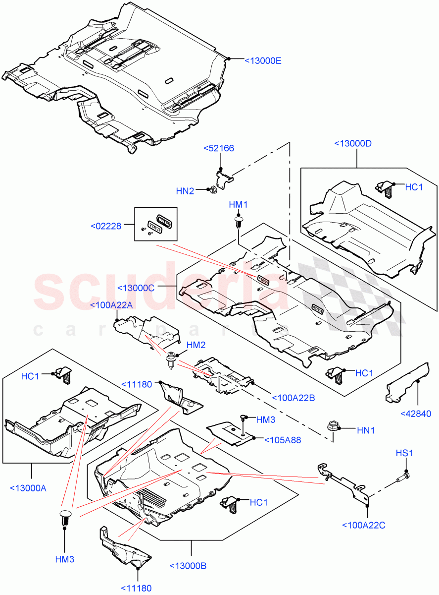 Floor Trim (Floor Carpets, Nitra Plant Build) ((V) FROMK2000001) of Land Rover Land Rover Discovery 5 (2017+) [2.0 Turbo Diesel]