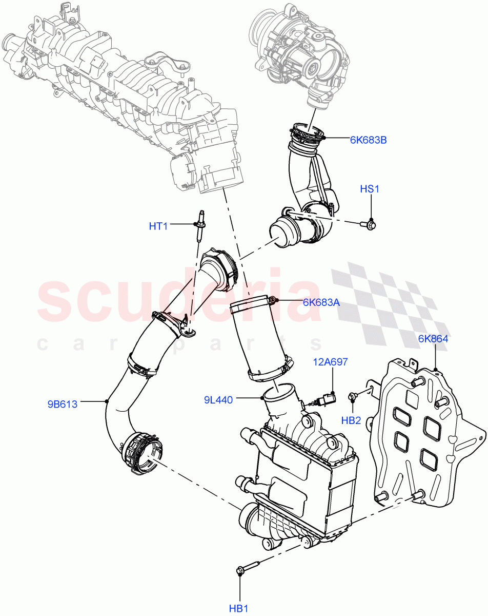 Intercooler/Air Ducts And Hoses (2.0L AJ21D4 Diesel Mid, Itatiaia (Brazil)) of Land Rover Land Rover Range Rover Evoque (2019+) [2.0 Turbo Diesel AJ21D4]