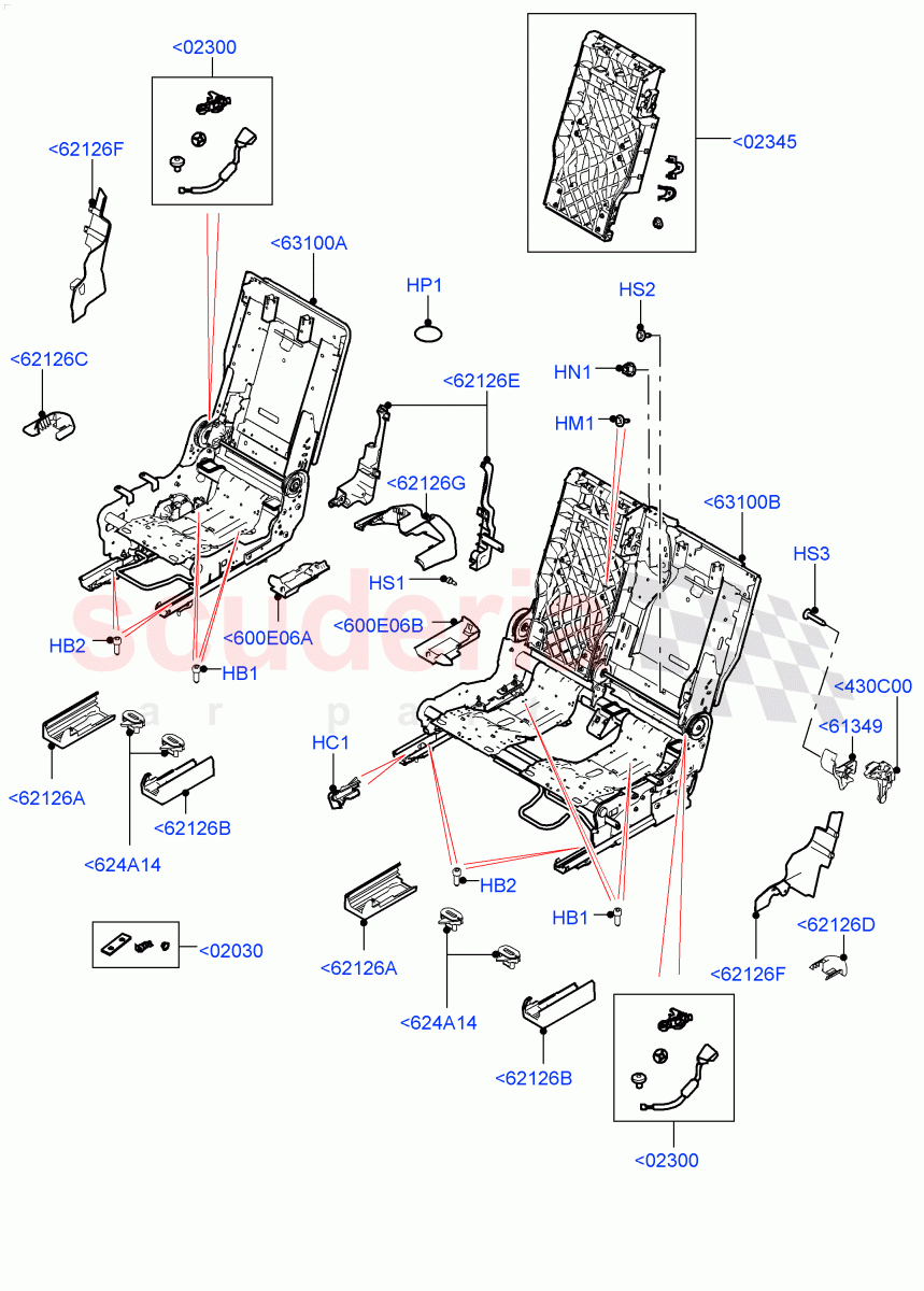 Rear Seat Base (60/40 Load Through With Slide) of Land Rover Land Rover Defender (2020+) [3.0 I6 Turbo Petrol AJ20P6]