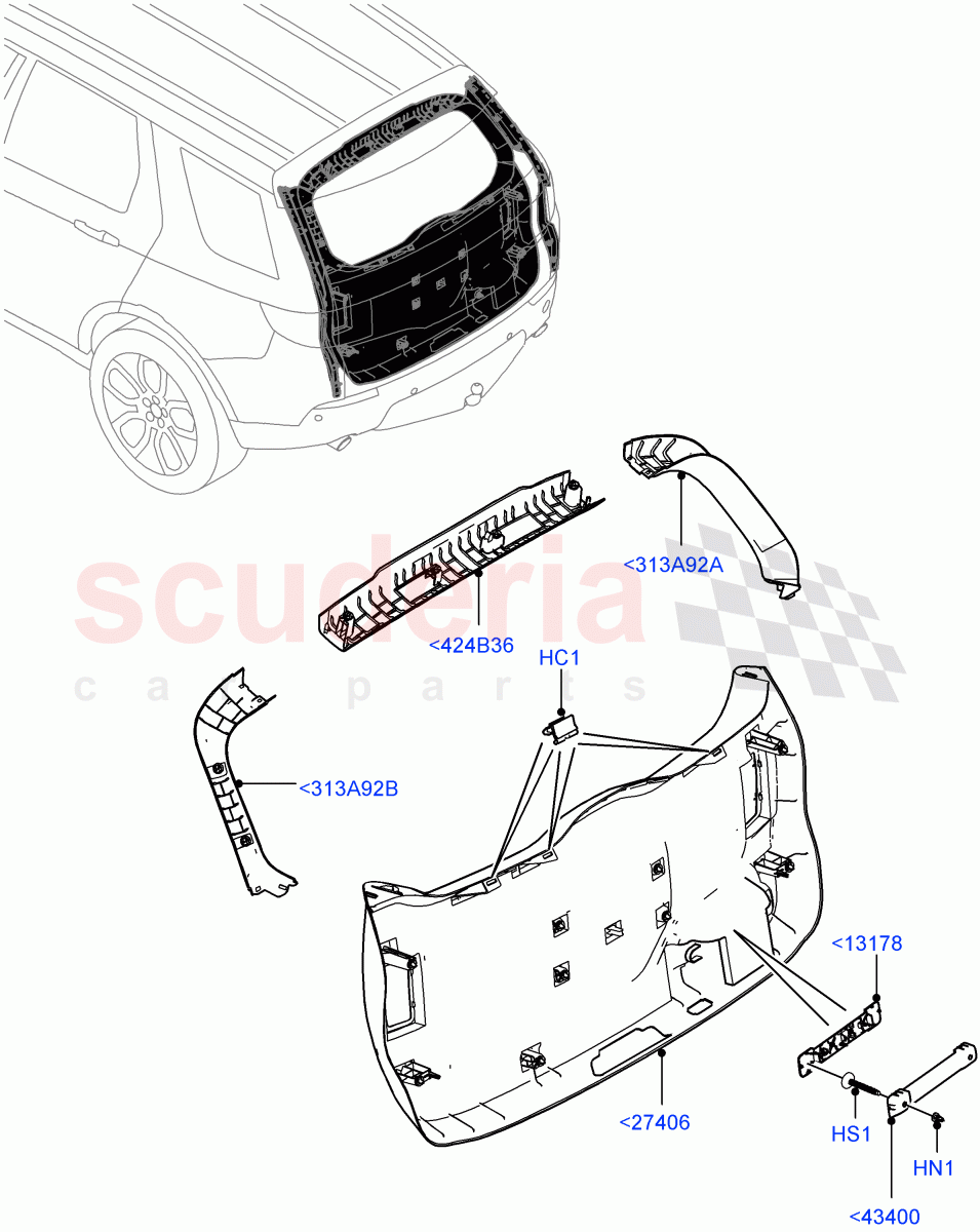 Back Door/Tailgate Trim Panels (Itatiaia (Brazil)) ((V) FROMGT000001) of Land Rover Land Rover Discovery Sport (2015+) [2.0 Turbo Petrol AJ200P]