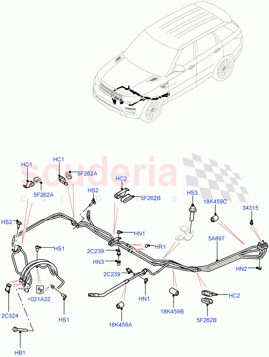 Active Anti-Roll Bar System (ARC Pipes, Front) (Electronic Air Suspension With ACE, Sport Suspension w/ARC) ((V) FROMKA000001) of Land Rover Land Rover Range Rover Sport (2014+) [2.0 Turbo Petrol AJ200P]