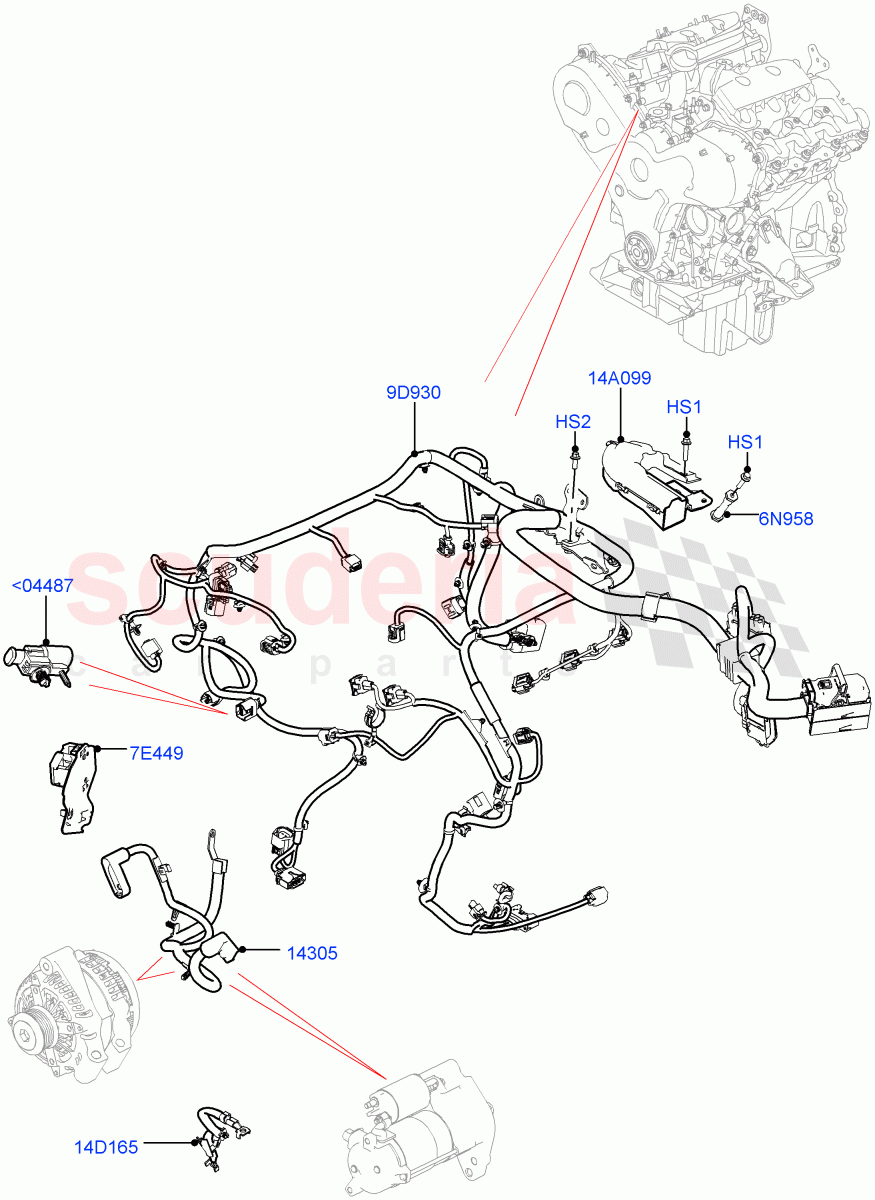 Electrical Wiring - Engine And Dash (3.0 V6 D Gen2 Mono Turbo) ((V) FROMFA000001) of Land Rover Land Rover Range Rover Sport (2014+) [2.0 Turbo Petrol GTDI]