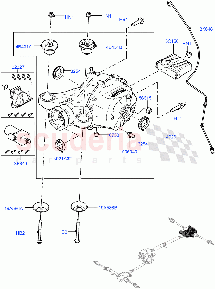 Rear Axle (With Petrol Engines, 8 Speed Auto Trans ZF 8HP45, Electronic Locking Differential, 4.4L DOHC DITC V8 Diesel, 8 Speed Auto Trans ZF 8HP76, 8HP Gen3 Hybrid Trans, 8 Speed Auto Trans ZF 8HP70 4WD, 3.0 V6 Diesel, 3.0L AJ20D6 Diesel High) ((V) FROMHA000001) of Land Rover Land Rover Range Rover (2012-2021) [3.0 I6 Turbo Petrol AJ20P6]