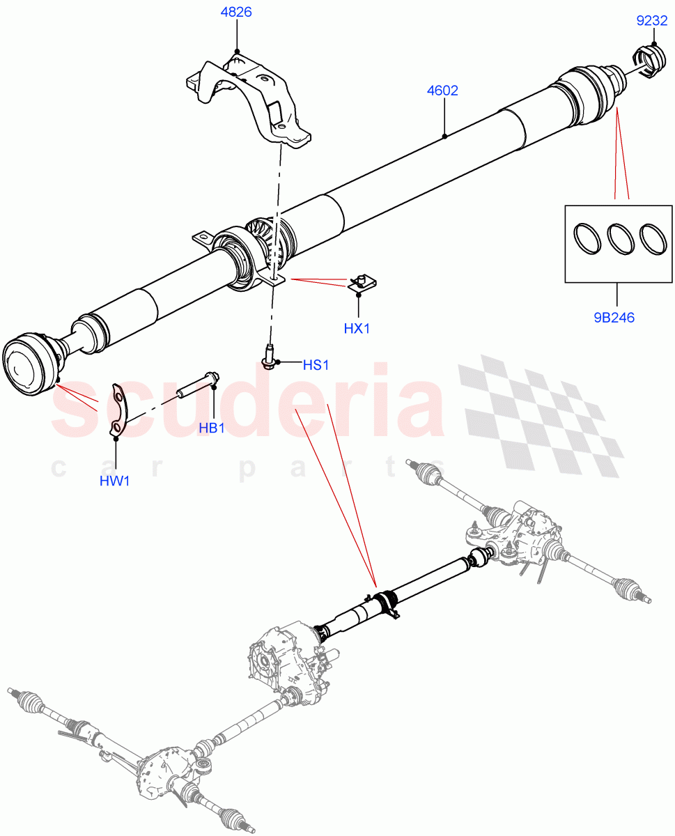 Drive Shaft - Rear Axle Drive (Nitra Plant Build, Propshaft) ((V) FROMM2000001) of Land Rover Land Rover Discovery 5 (2017+) [3.0 I6 Turbo Petrol AJ20P6]