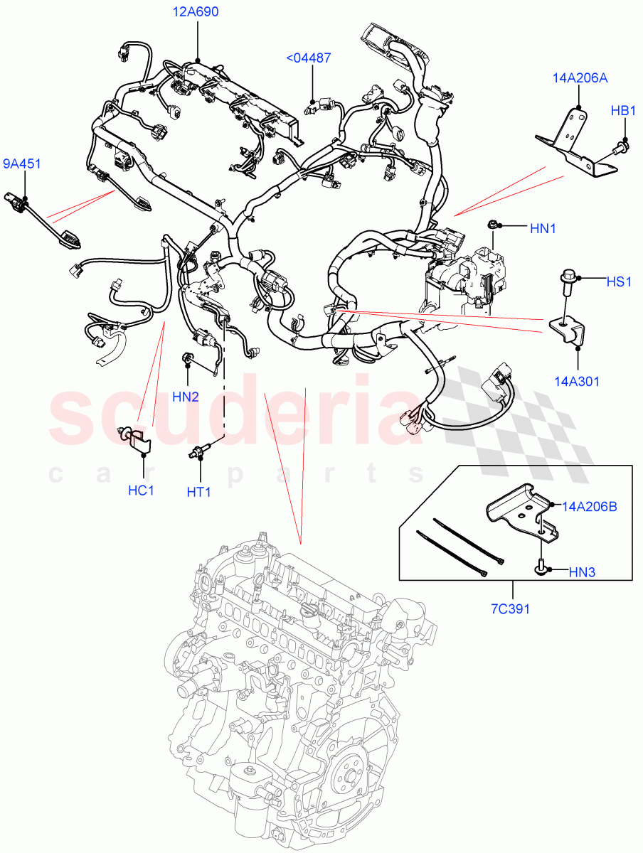 Electrical Wiring - Engine And Dash (Engine) (2.0L I4 DSL MID DOHC AJ200, Halewood (UK), 2.0L I4 DSL HIGH DOHC AJ200) ((V) FROMGH000001, (V) TOHH999999) of Land Rover Land Rover Discovery Sport (2015+) [2.0 Turbo Petrol AJ200P]