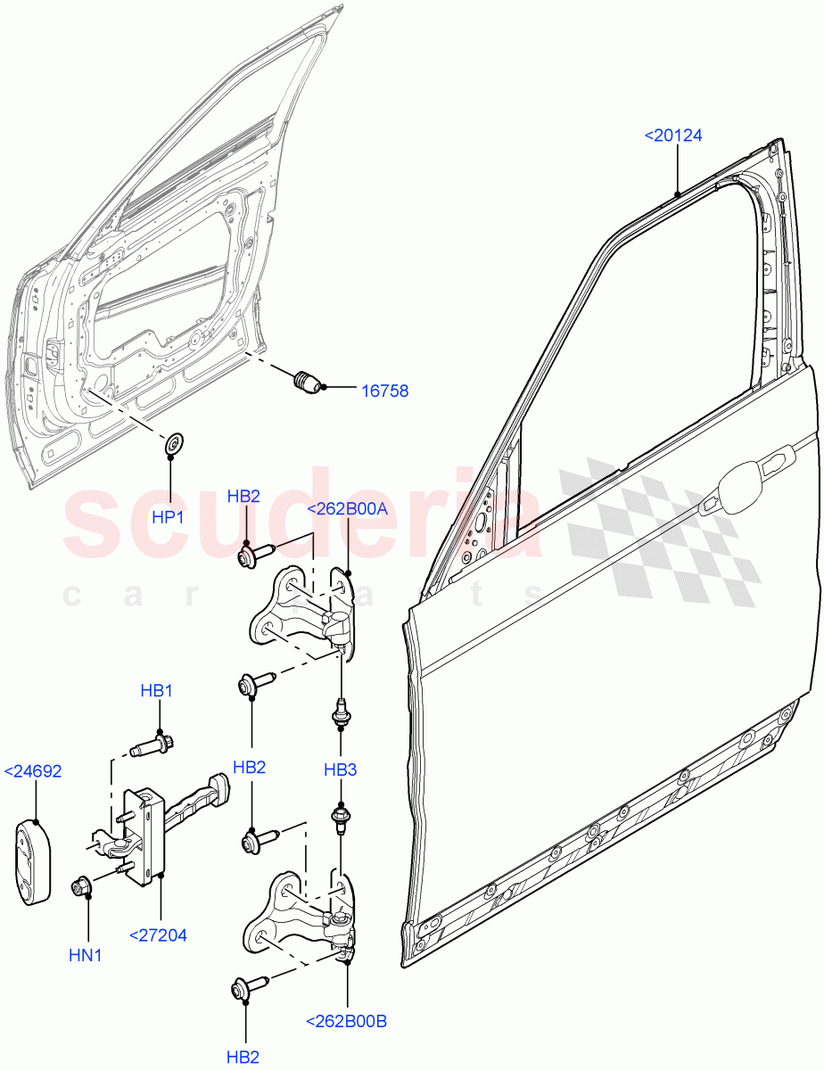 Front Doors, Hinges & Weatherstrips (Door And Fixings) of Land Rover Land Rover Range Rover Sport (2014+) [2.0 Turbo Petrol AJ200P]