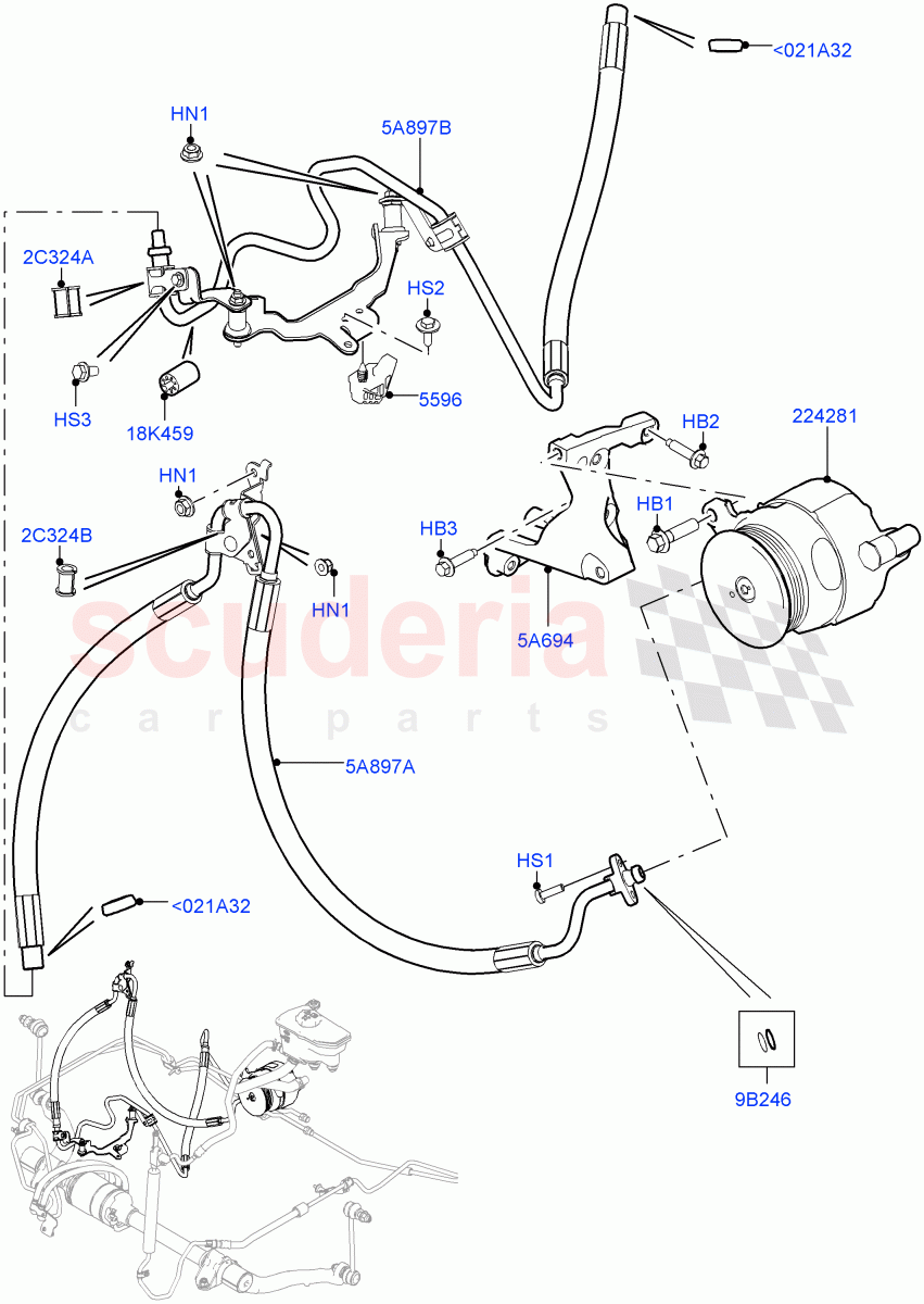 Active Anti-Roll Bar System (High Pressure Pipes, ARC Pump) (3.0 V6 Diesel, With ACE Suspension) ((V) TOHA999999) of Land Rover Land Rover Range Rover Sport (2014+) [2.0 Turbo Petrol AJ200P]