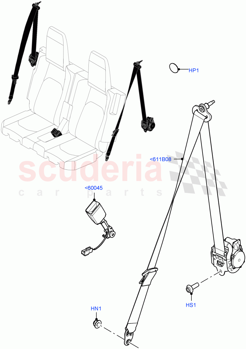 Rear Seat Belts (With 3rd Row Double Seat) of Land Rover Land Rover Defender (2020+) [5.0 OHC SGDI SC V8 Petrol]