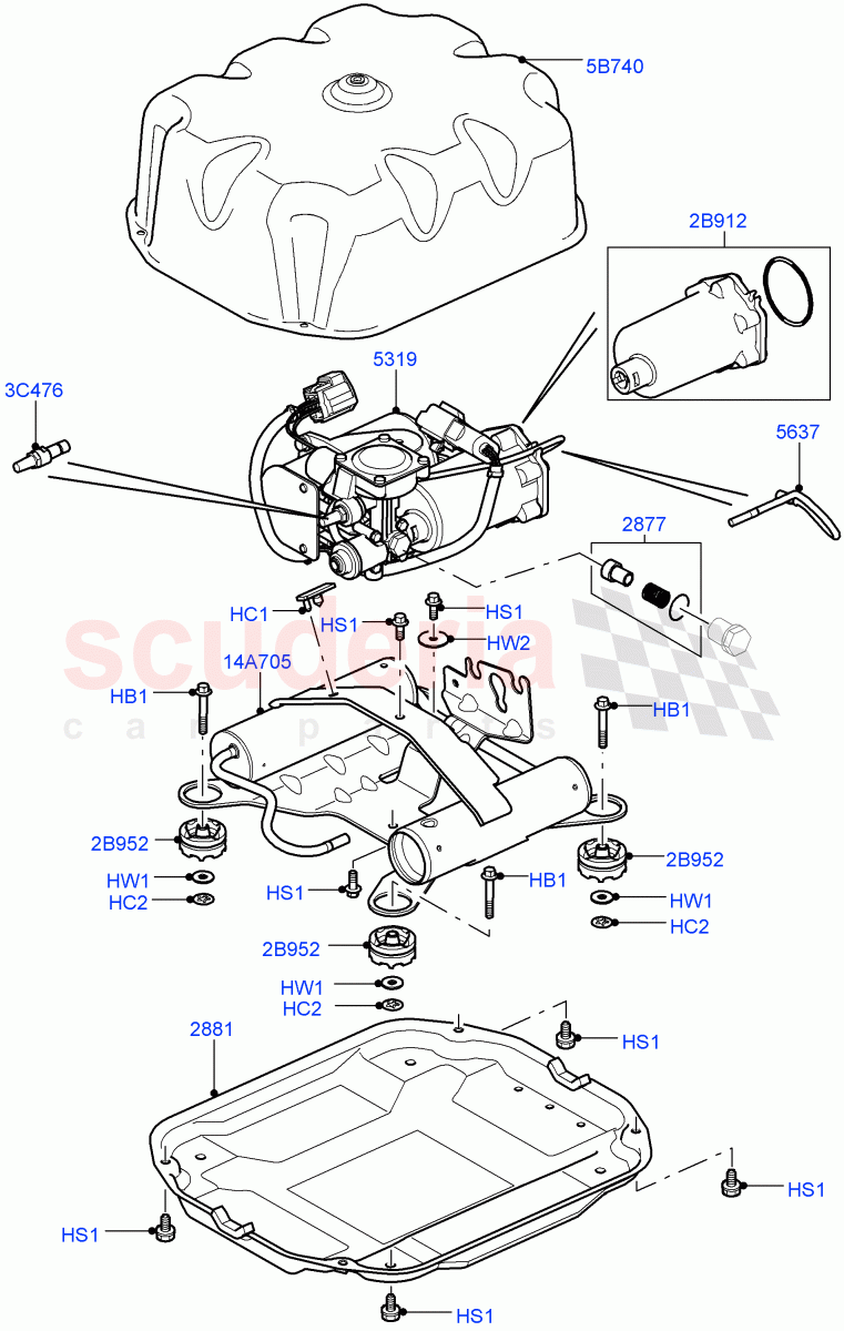 Air Suspension Compressor And Lines ('Hitachi' Compressor, Compressor Assy) ((V) FROMAA000001, (V) TOBA356346) of Land Rover Land Rover Range Rover (2010-2012) [4.4 DOHC Diesel V8 DITC]
