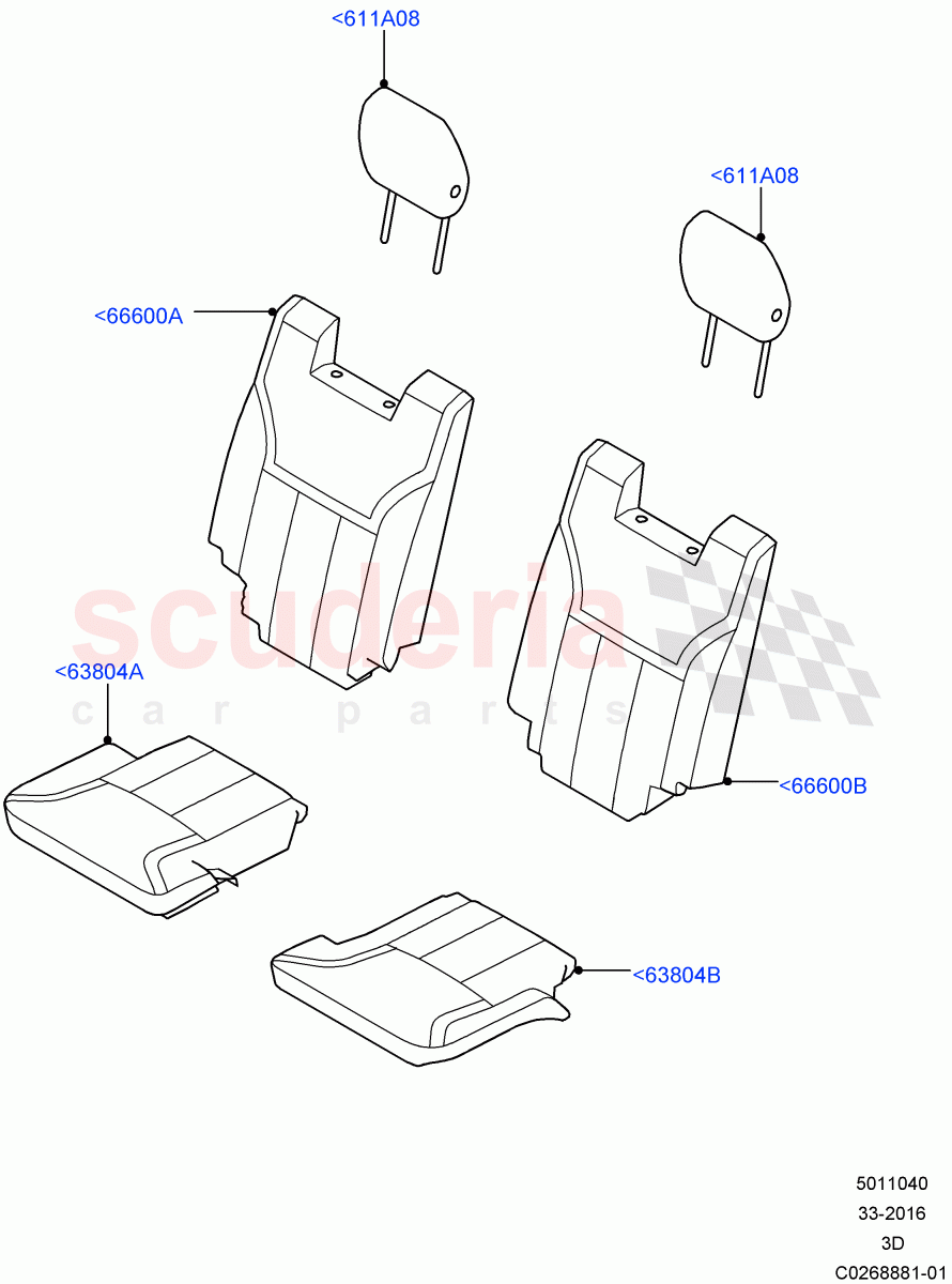 Rear Seat Covers (Row 3, Solihull Plant Build) (Taurus Leather Perforated, Version - Core, With 7 Seat Configuration) ((V) FROMHA000001) of Land Rover Land Rover Discovery 5 (2017+) [2.0 Turbo Petrol AJ200P]