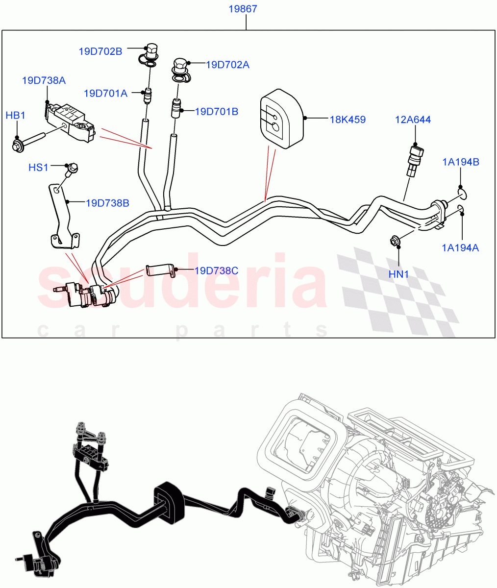Air Conditioning System (Itatiaia (Brazil), Air Conditioning Refrigerant-R134A) of Land Rover Land Rover Range Rover Evoque (2019+) [2.0 Turbo Diesel AJ21D4]