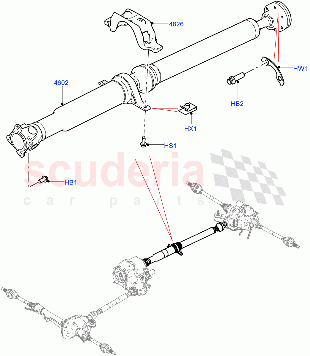Drive Shaft - Rear Axle Drive (Propshaft) ((V) FROMHA000001) of Land Rover Land Rover Range Rover (2012-2021) [3.0 Diesel 24V DOHC TC]