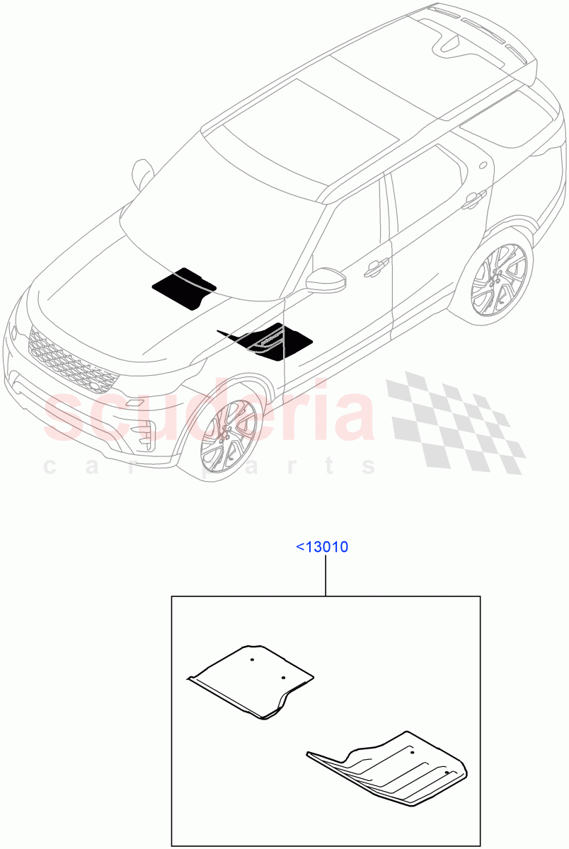 Floor Trim (Floor Mats, Nitra Plant Build) (With 2 Seat Configuration) ((V) FROMK2000001) of Land Rover Land Rover Discovery 5 (2017+) [2.0 Turbo Petrol AJ200P]