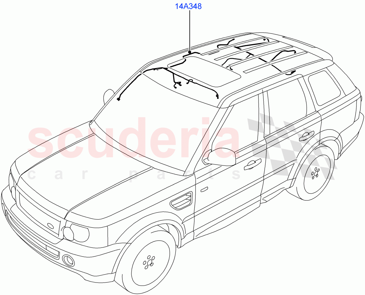 Electrical Wiring - Body And Rear (Roof) ((V) TO9A999999) of Land Rover Land Rover Range Rover Sport (2005-2009) [4.2 Petrol V8 Supercharged]