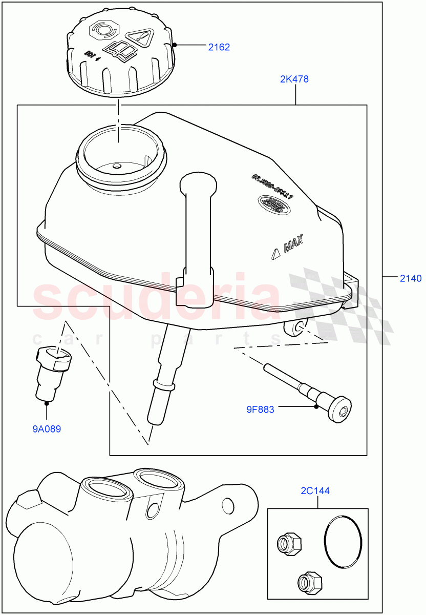 Master Cylinder - Brake System (Changsu (China)) of Land Rover Land Rover Range Rover Evoque (2019+) [2.0 Turbo Diesel AJ21D4]