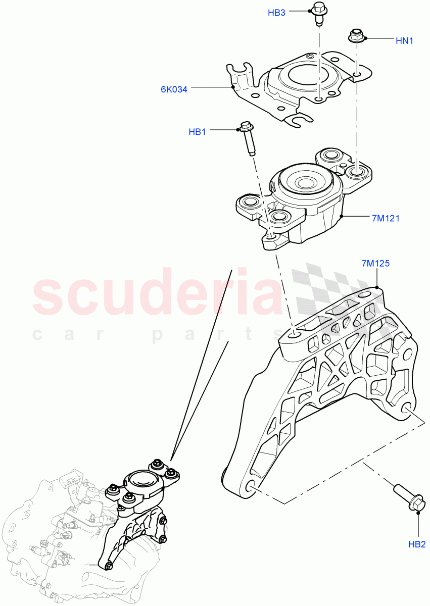 Transmission Mounting (2.2L CR DI 16V Diesel, 6 Speed Manual Trans M66 - AWD, Halewood (UK)) of Land Rover Land Rover Discovery Sport (2015+) [2.0 Turbo Diesel AJ21D4]