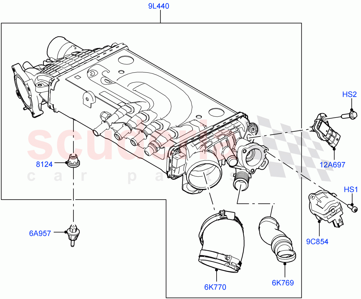 Intercooler/Air Ducts And Hoses (3.0L AJ20P6 Petrol High) ((V) FROMKA000001) of Land Rover Land Rover Range Rover (2012-2021) [3.0 I6 Turbo Petrol AJ20P6]