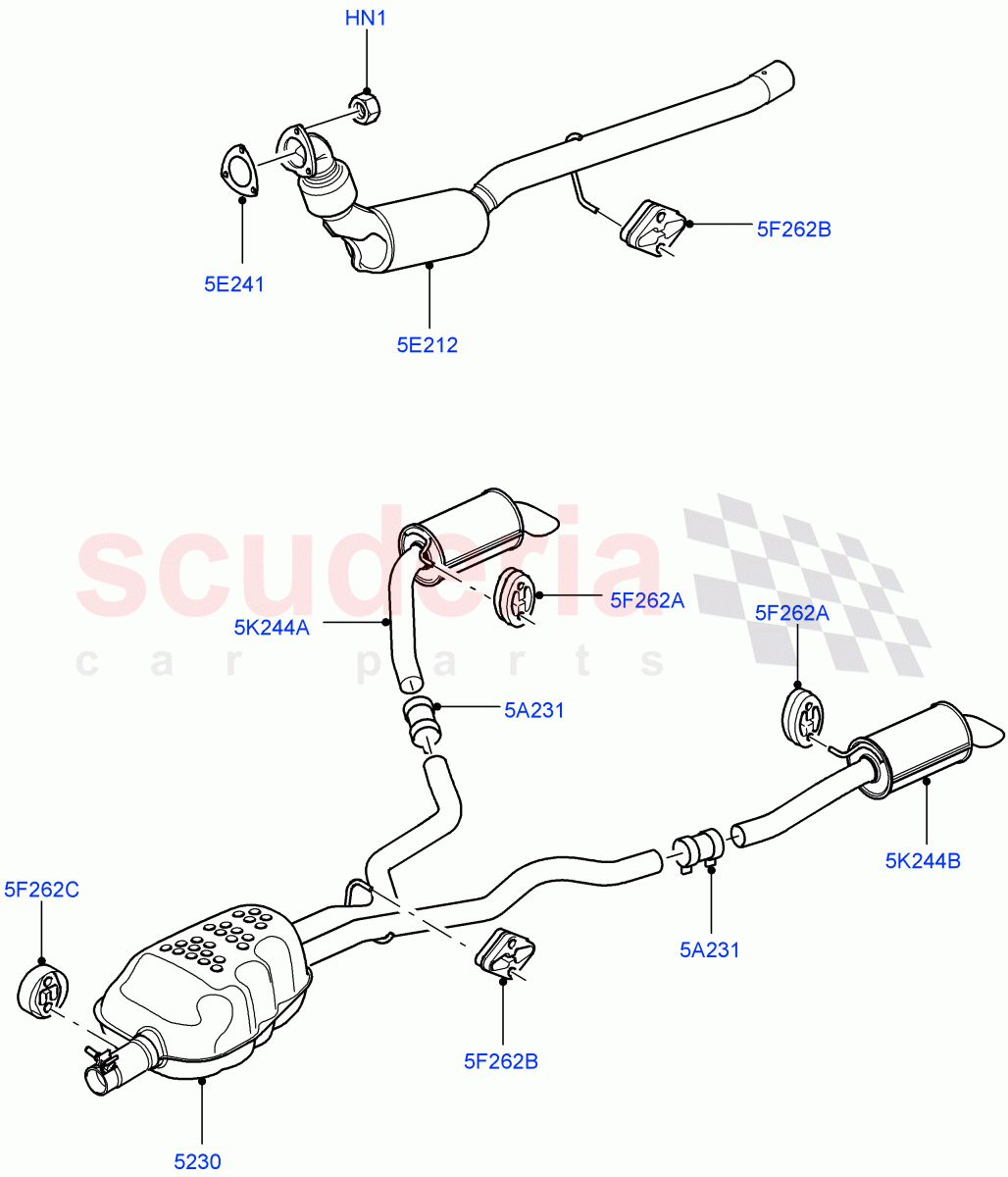 Exhaust System (Lion Diesel 2.7 V6 (140KW)) ((V) TO9A999999) of Land Rover Land Rover Range Rover Sport (2005-2009) [2.7 Diesel V6]