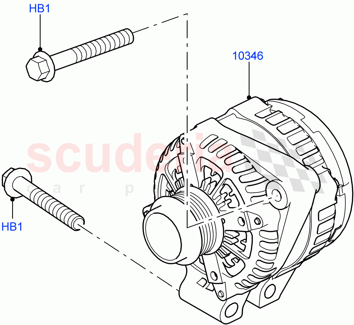 Alternator And Mountings (3.0 V6 D Gen2 Twin Turbo) of Land Rover Land Rover Range Rover Velar (2017+) [5.0 OHC SGDI SC V8 Petrol]