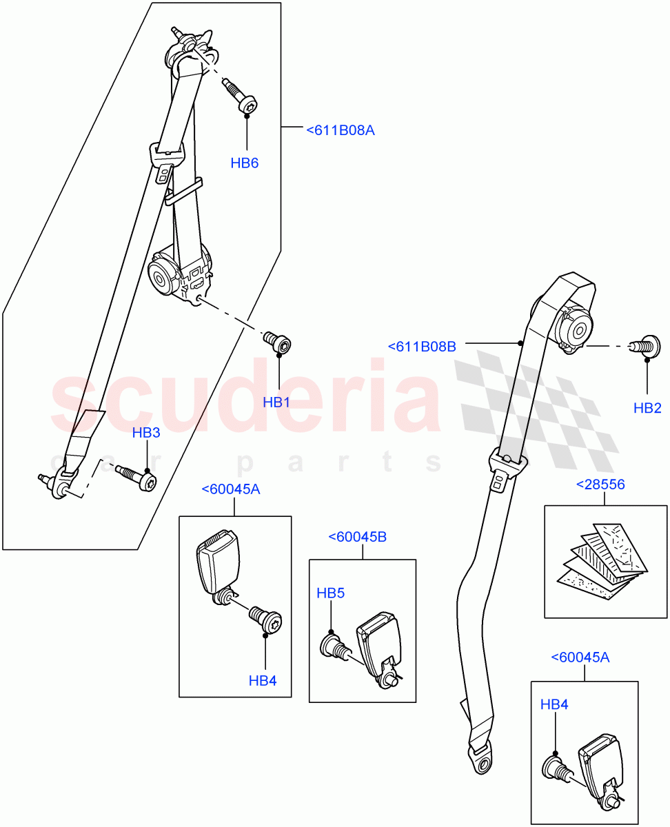 Rear Seat Belts (With 35/30/35 Split Fold Rear Seat) ((V) FROMAA000001) of Land Rover Land Rover Discovery 4 (2010-2016) [5.0 OHC SGDI NA V8 Petrol]