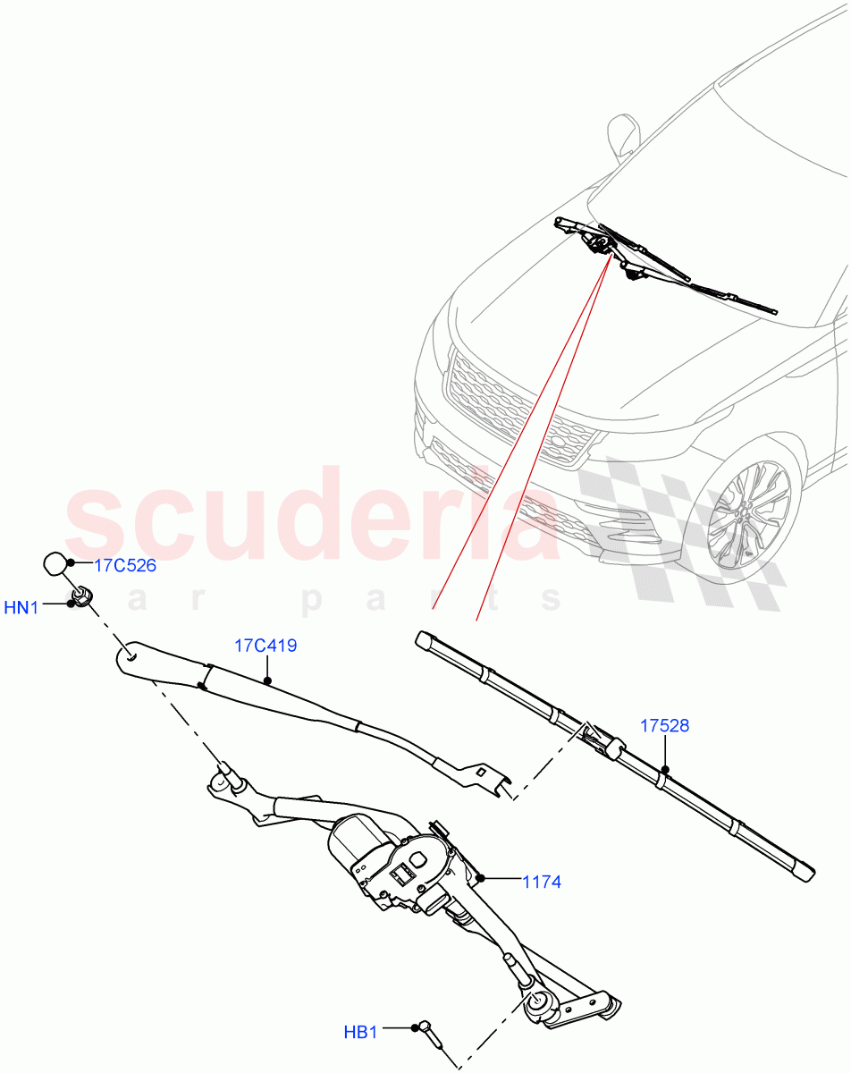 Windscreen Wiper of Land Rover Land Rover Range Rover Velar (2017+) [3.0 DOHC GDI SC V6 Petrol]