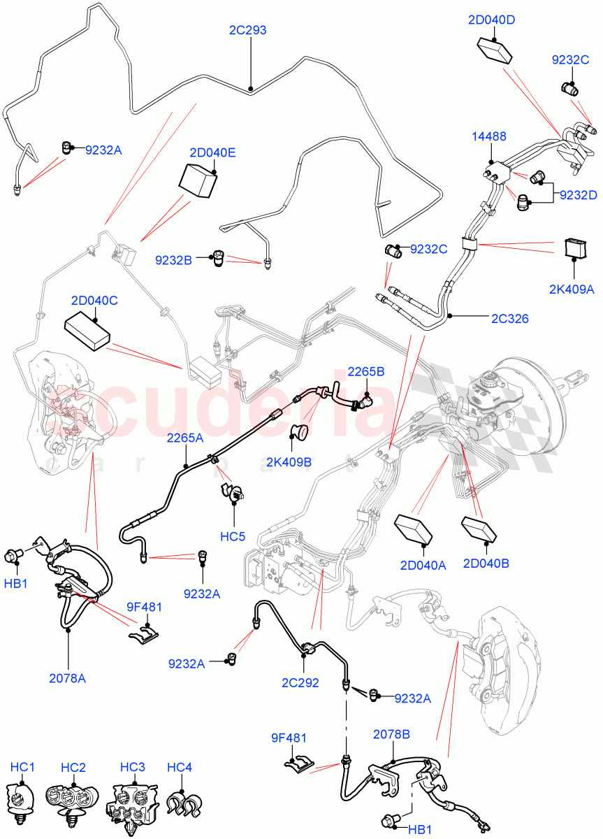 Front Brake Pipes (2.0L AJ200P Hi PHEV, LHD) ((V) FROMJA000001) of Land Rover Land Rover Range Rover Sport (2014+) [4.4 DOHC Diesel V8 DITC]