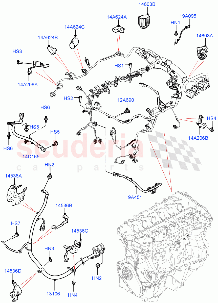 Engine Harness (3.0L AJ20P6 Petrol High) of Land Rover Land Rover Range Rover (2022+) [4.4 V8 Turbo Petrol NC10]