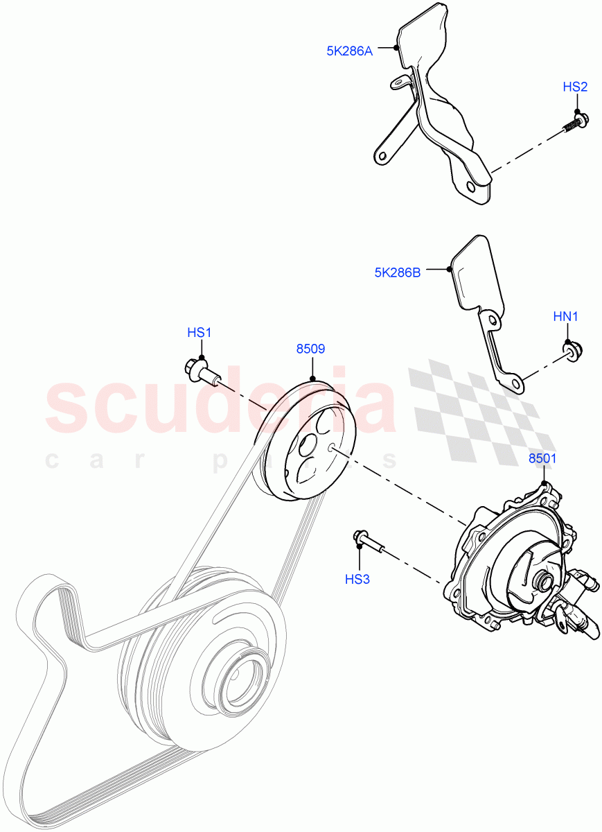 Water Pump (2.0L AJ20P4 Petrol Mid PTA, Changsu (China)) of Land Rover Land Rover Discovery Sport (2015+) [2.0 Turbo Petrol AJ200P]