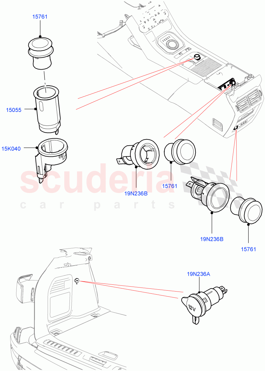 Auxiliary Electrical Power Points (Itatiaia (Brazil)) ((V) FROMGT000001) of Land Rover Land Rover Range Rover Evoque (2012-2018) [2.0 Turbo Petrol AJ200P]