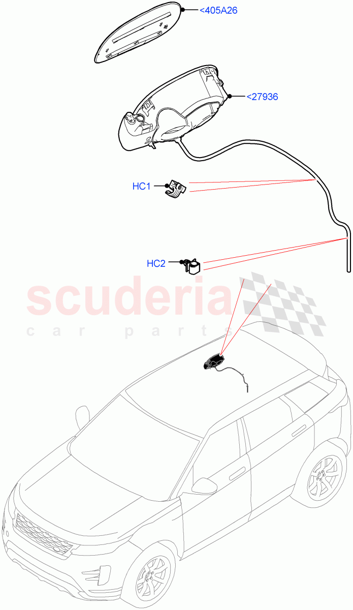 Fuel Tank Filler Door And Controls (Halewood (UK), Less Electric Engine Battery, Electric Engine Battery-MHEV) of Land Rover Land Rover Range Rover Evoque (2019+) [1.5 I3 Turbo Petrol AJ20P3]