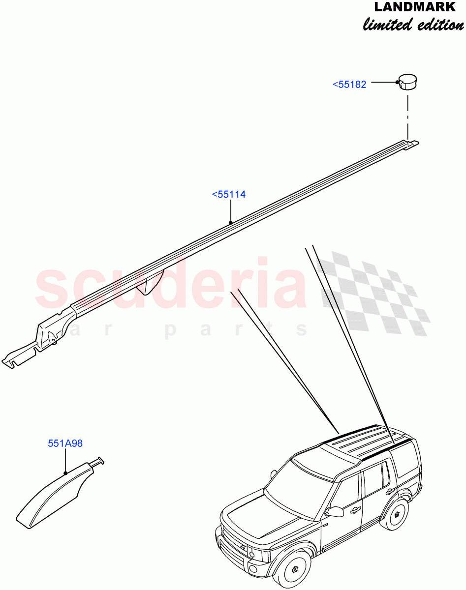 Roof Rack Systems (Landmark Limited Edition, Roof Rails - Extended) ((V) FROMBA000001) of Land Rover Land Rover Discovery 4 (2010-2016) [2.7 Diesel V6]