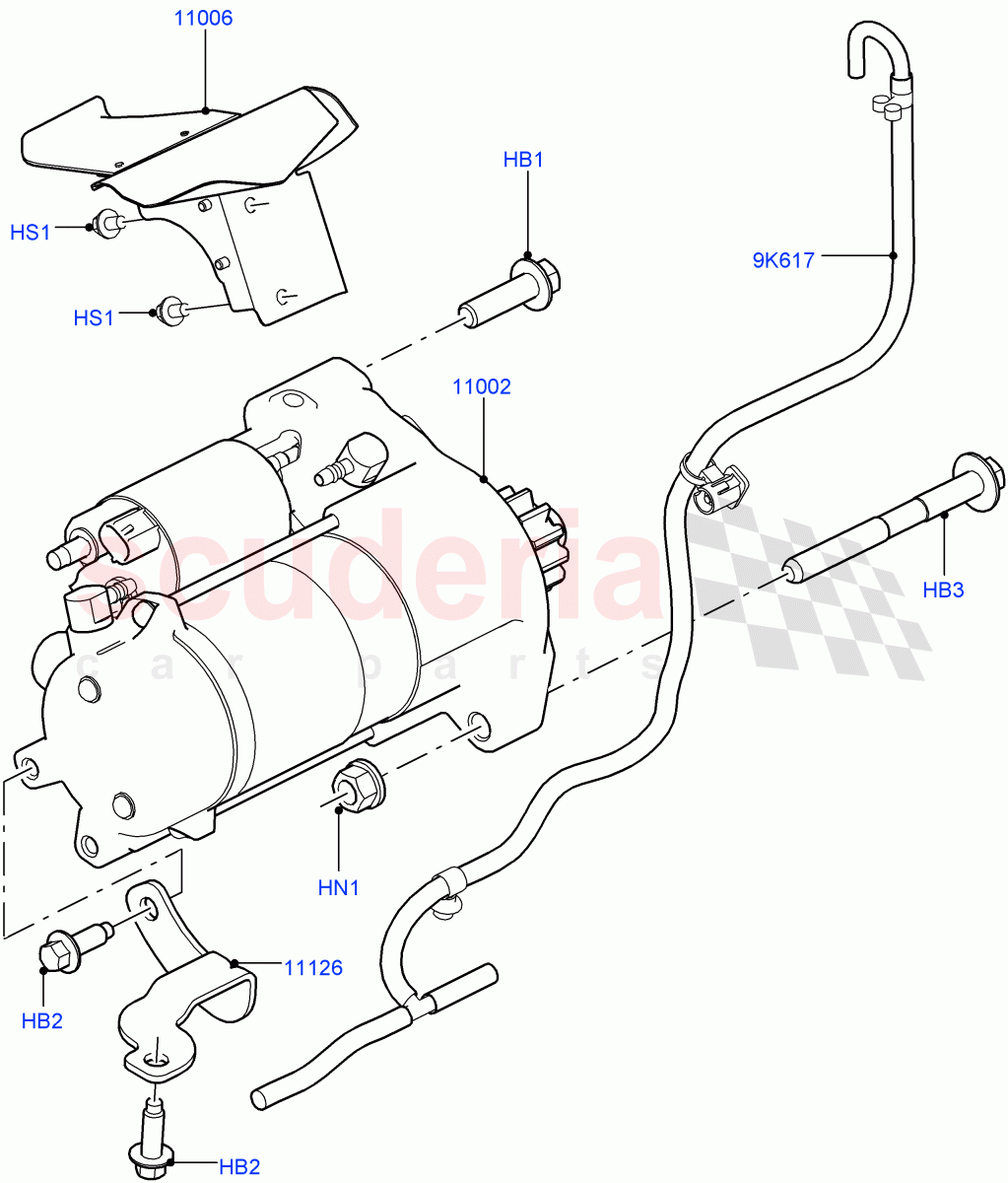 Starter Motor (5.0L OHC SGDI SC V8 Petrol - AJ133, Starter - Stop/Start System) ((V) TOHA999999) of Land Rover Land Rover Range Rover (2012-2021) [5.0 OHC SGDI SC V8 Petrol]