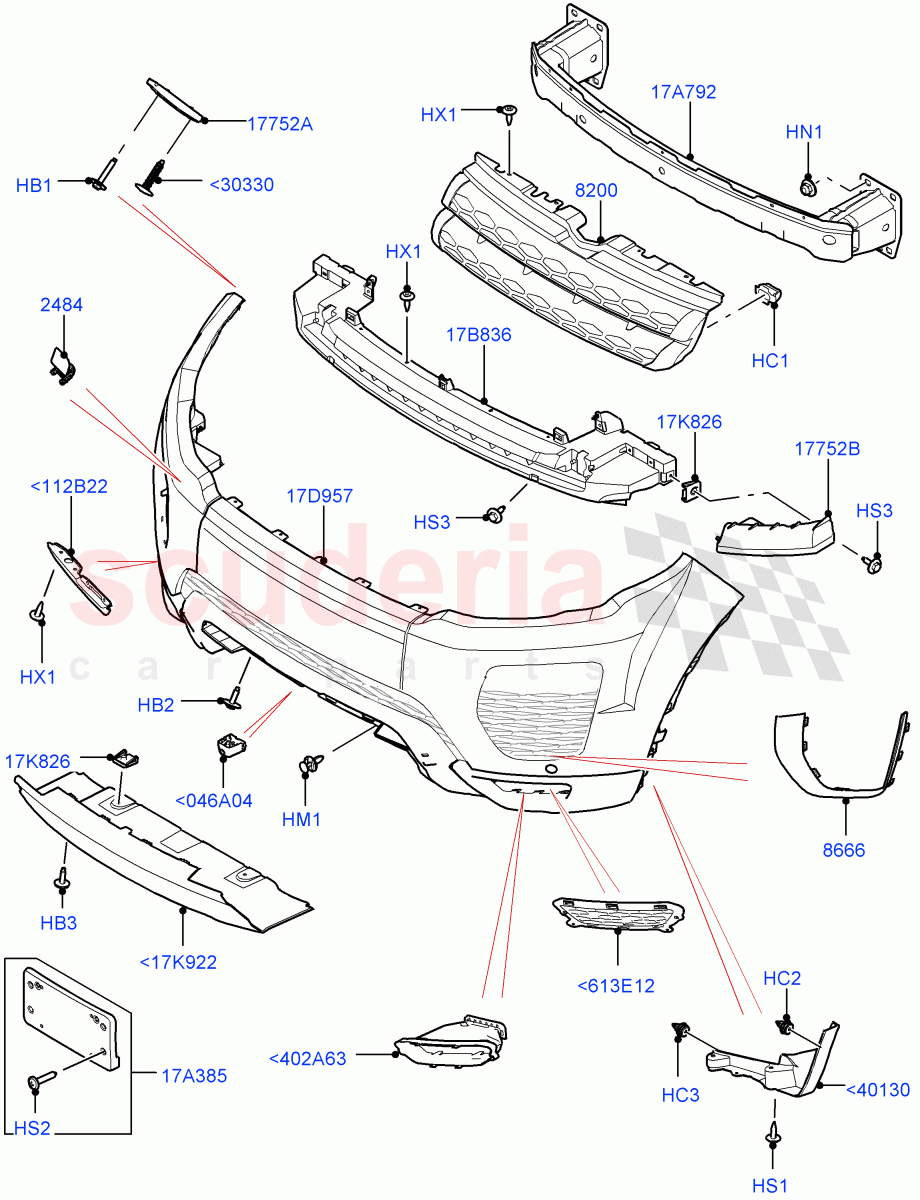 Radiator Grille And Front Bumper (Changsu (China)) ((V) FROMGG134738) of Land Rover Land Rover Range Rover Evoque (2012-2018) [2.0 Turbo Petrol AJ200P]