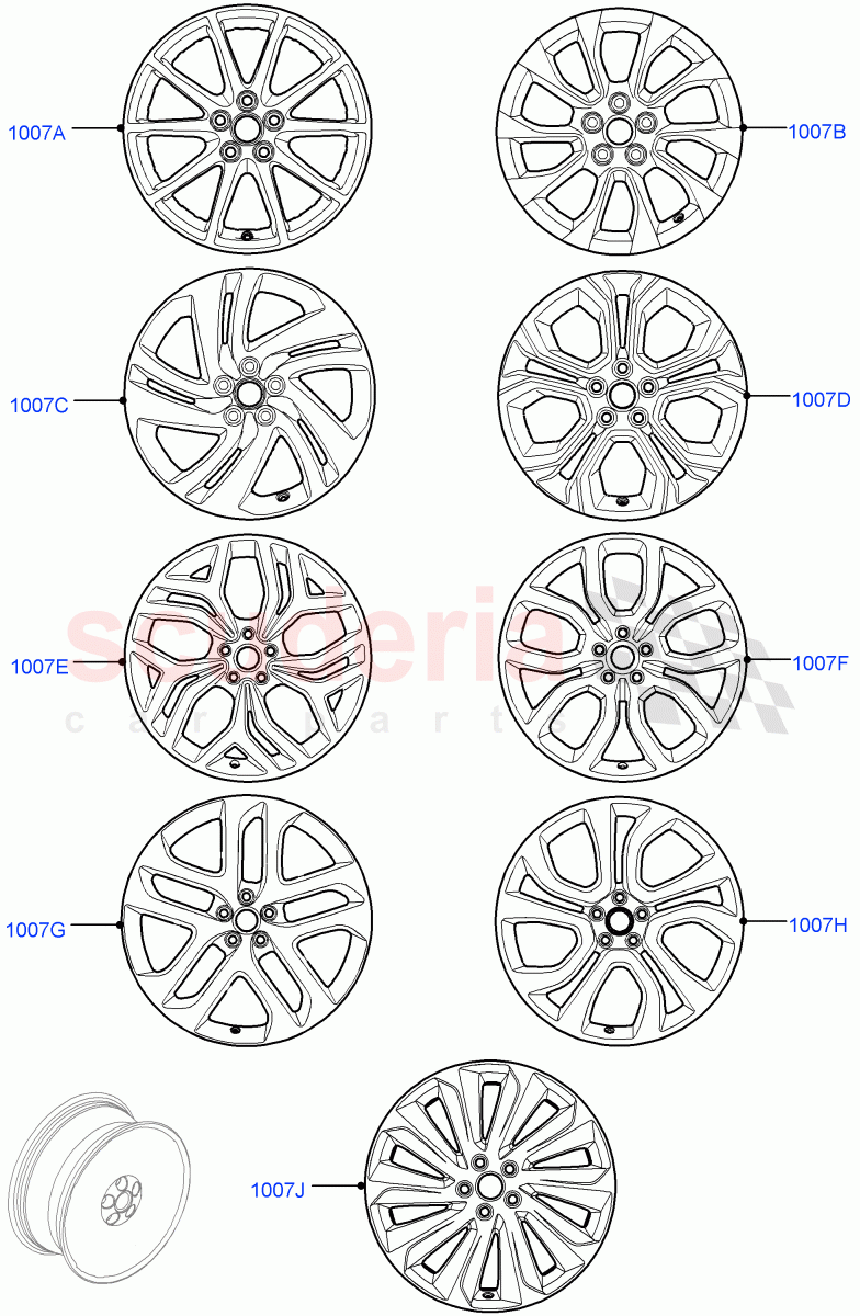 Wheels (Halewood (UK)) of Land Rover Land Rover Range Rover Evoque (2019+) [1.5 I3 Turbo Petrol AJ20P3]