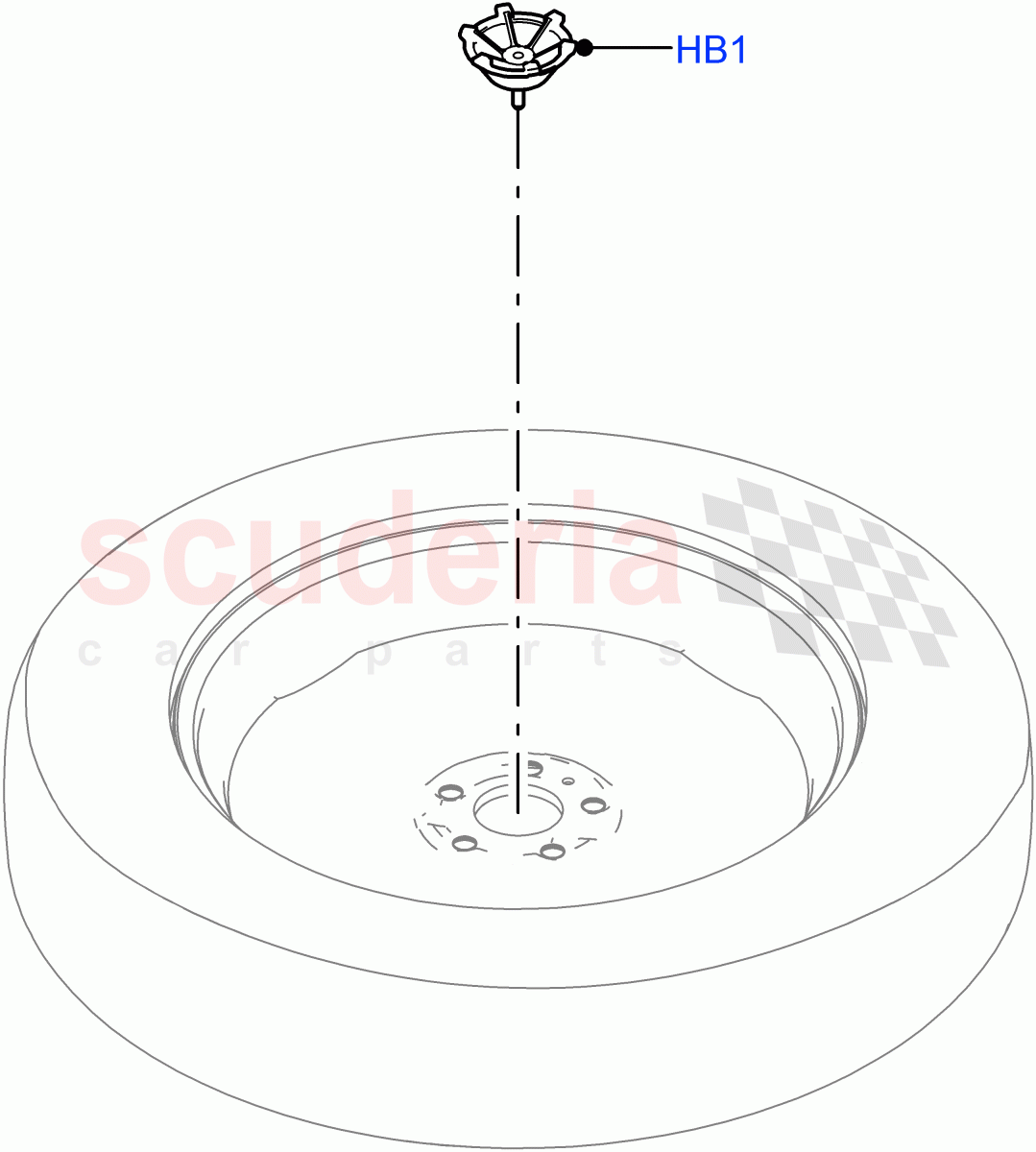 Spare Wheel Carrier (Halewood (UK), Spare Wheel - Reduced Section Steel) of Land Rover Land Rover Range Rover Evoque (2019+) [2.0 Turbo Petrol AJ200P]