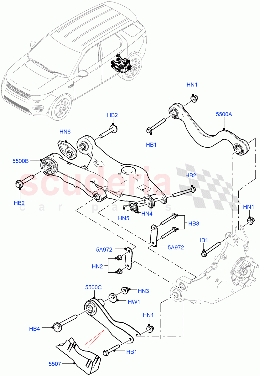 Rear Suspension Arms (Halewood (UK)) of Land Rover Land Rover Discovery Sport (2015+) [1.5 I3 Turbo Petrol AJ20P3]