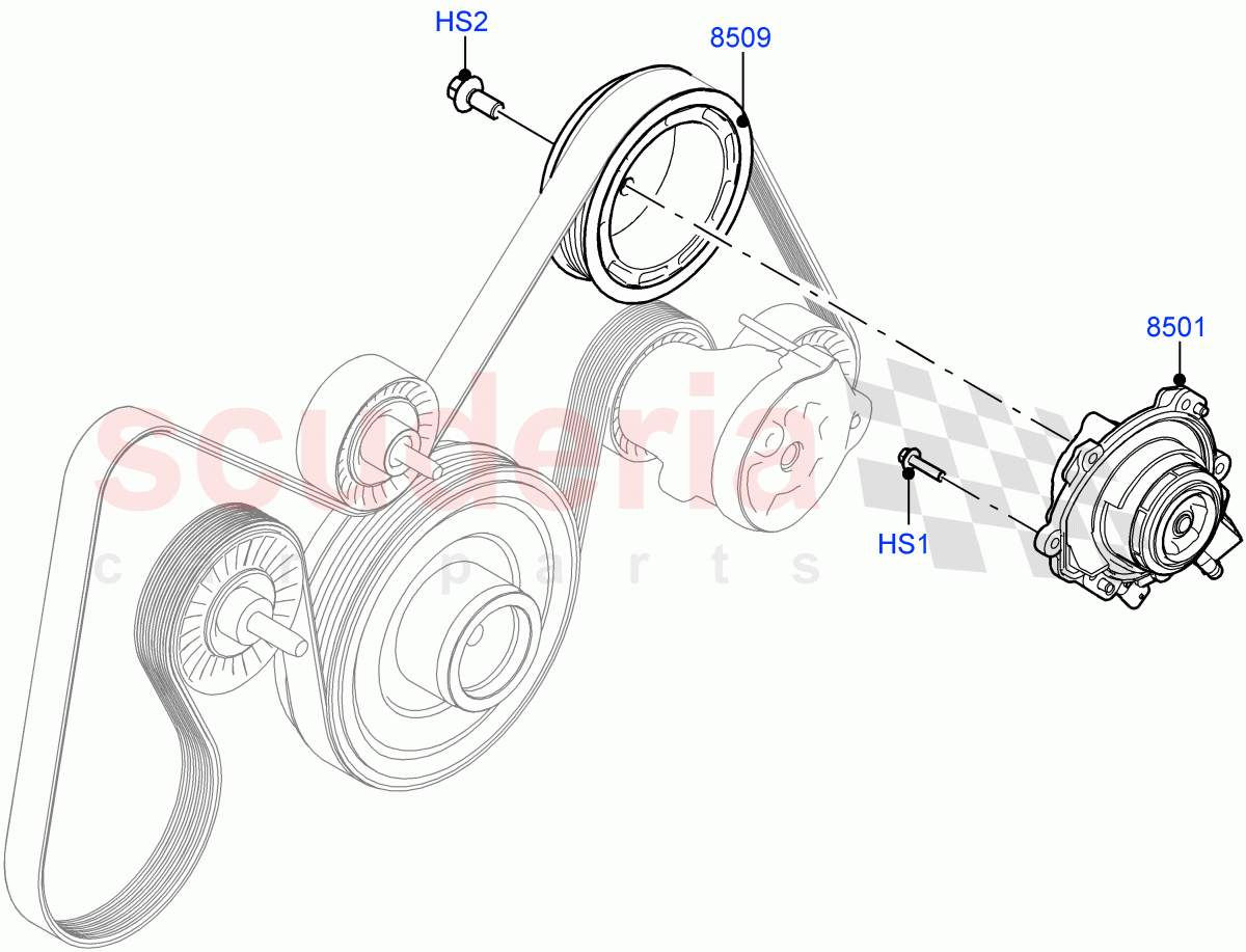 Water Pump (2.0L AJ21D4 Diesel Mid, Halewood (UK), Less Electric Engine Battery) ((V) FROMMH000001) of Land Rover Land Rover Range Rover Evoque (2019+) [2.0 Turbo Diesel AJ21D4]