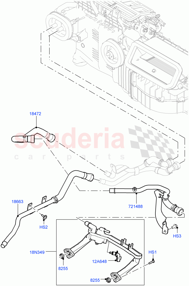 Heater Hoses (Front) (3.0L DOHC GDI SC V6 PETROL, With Fresh Air Heater, With Ptc Heater, Less Heater) of Land Rover Land Rover Range Rover Sport (2014+) [4.4 DOHC Diesel V8 DITC]