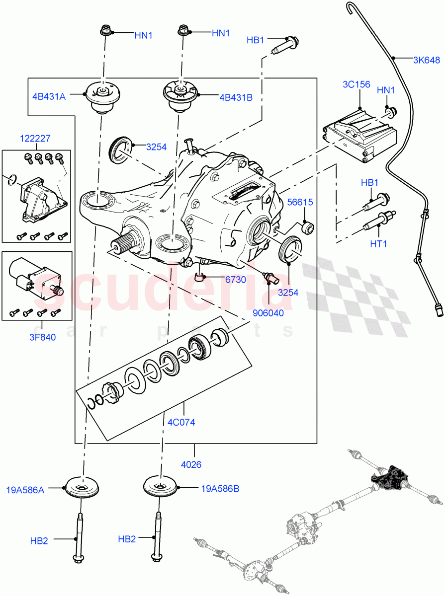 Rear Axle (With Petrol Engines, 8 Speed Auto Trans ZF 8HP45, Torque Vectoring By Braking (TVBB), 8 Speed Auto Trans ZF 8HP70 4WD, 4.4L DOHC DITC V8 Diesel, 3.0 V6 Diesel) ((V) TOGA999999) of Land Rover Land Rover Range Rover Sport (2014+) [3.0 Diesel 24V DOHC TC]
