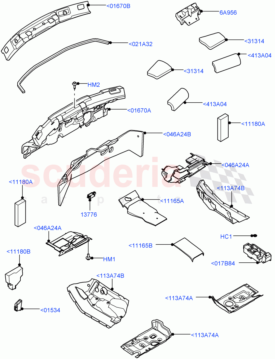 Insulators - Front (Passenger Compartment) of Land Rover Land Rover Range Rover Velar (2017+) [2.0 Turbo Petrol AJ200P]
