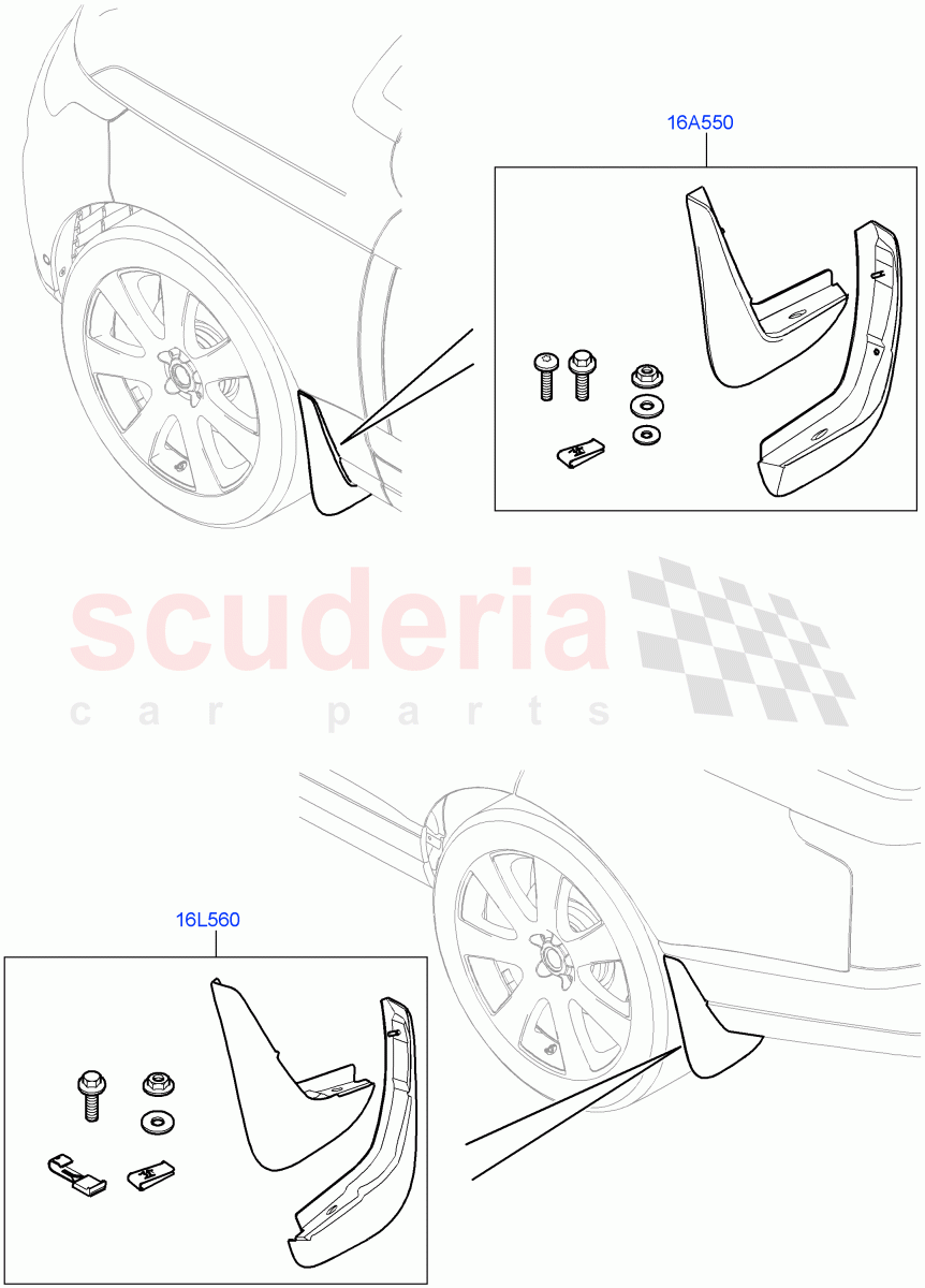 Mudflaps - Front & Rear (Accessory) of Land Rover Land Rover Range Rover (2012-2021) [3.0 I6 Turbo Petrol AJ20P6]