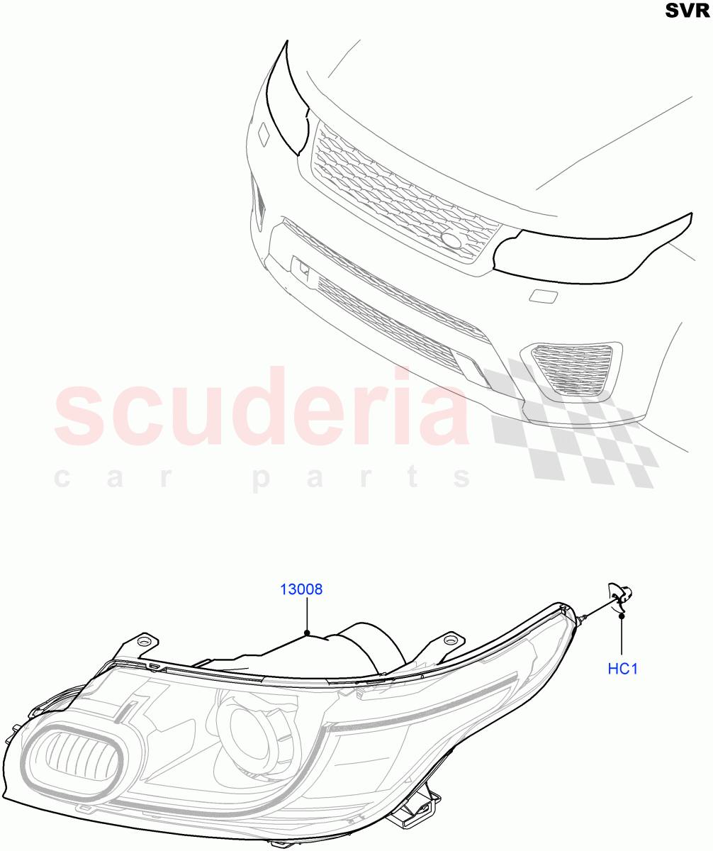 Headlamps And Front Flasher Lamps (SVR Version, SVR) ((V) FROMFA000001) of Land Rover Land Rover Range Rover Sport (2014+) [2.0 Turbo Petrol AJ200P]