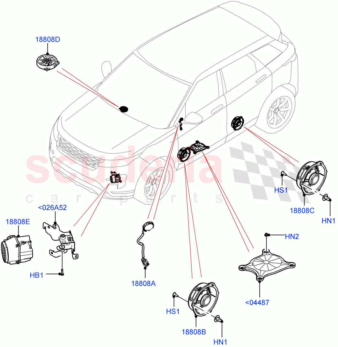 Speakers (Changsu (China), Standard Audio (Base)) of Land Rover Land Rover Range Rover Evoque (2019+) [2.0 Turbo Diesel]